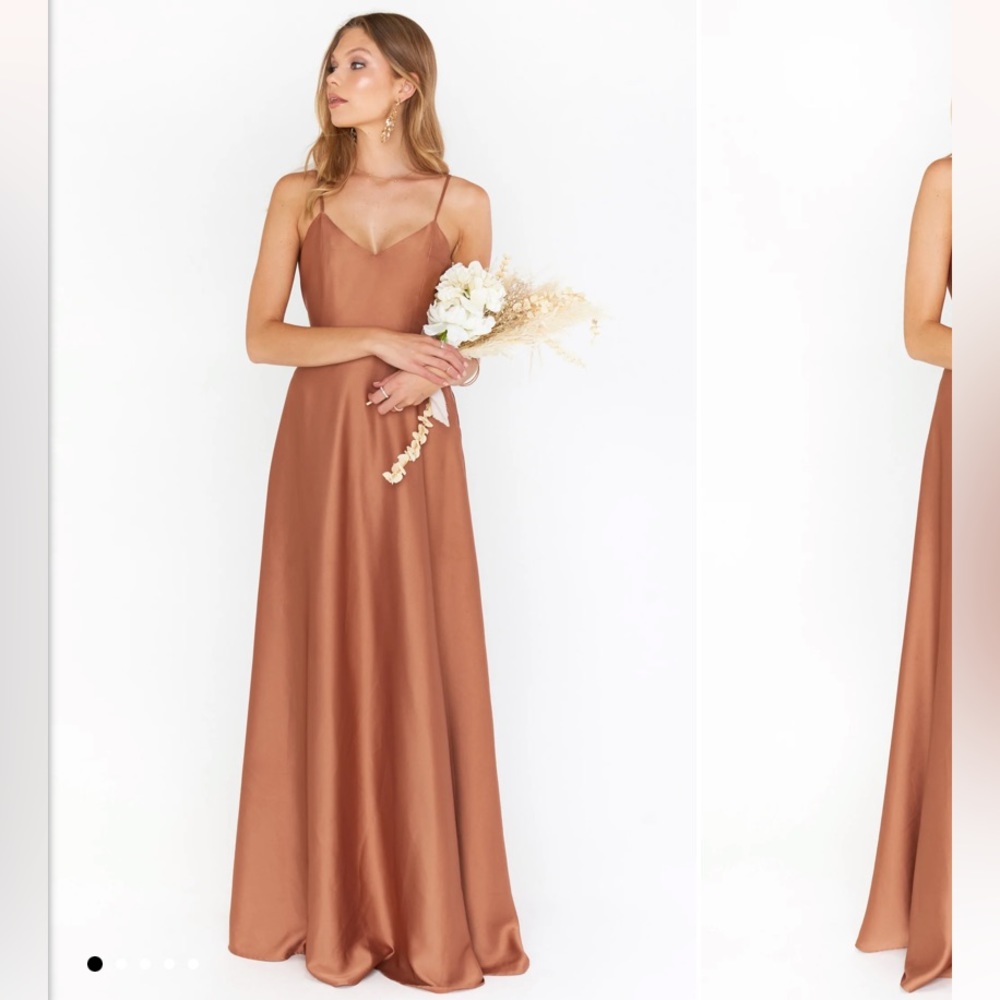 Show me your mumu copper luxe satin dress